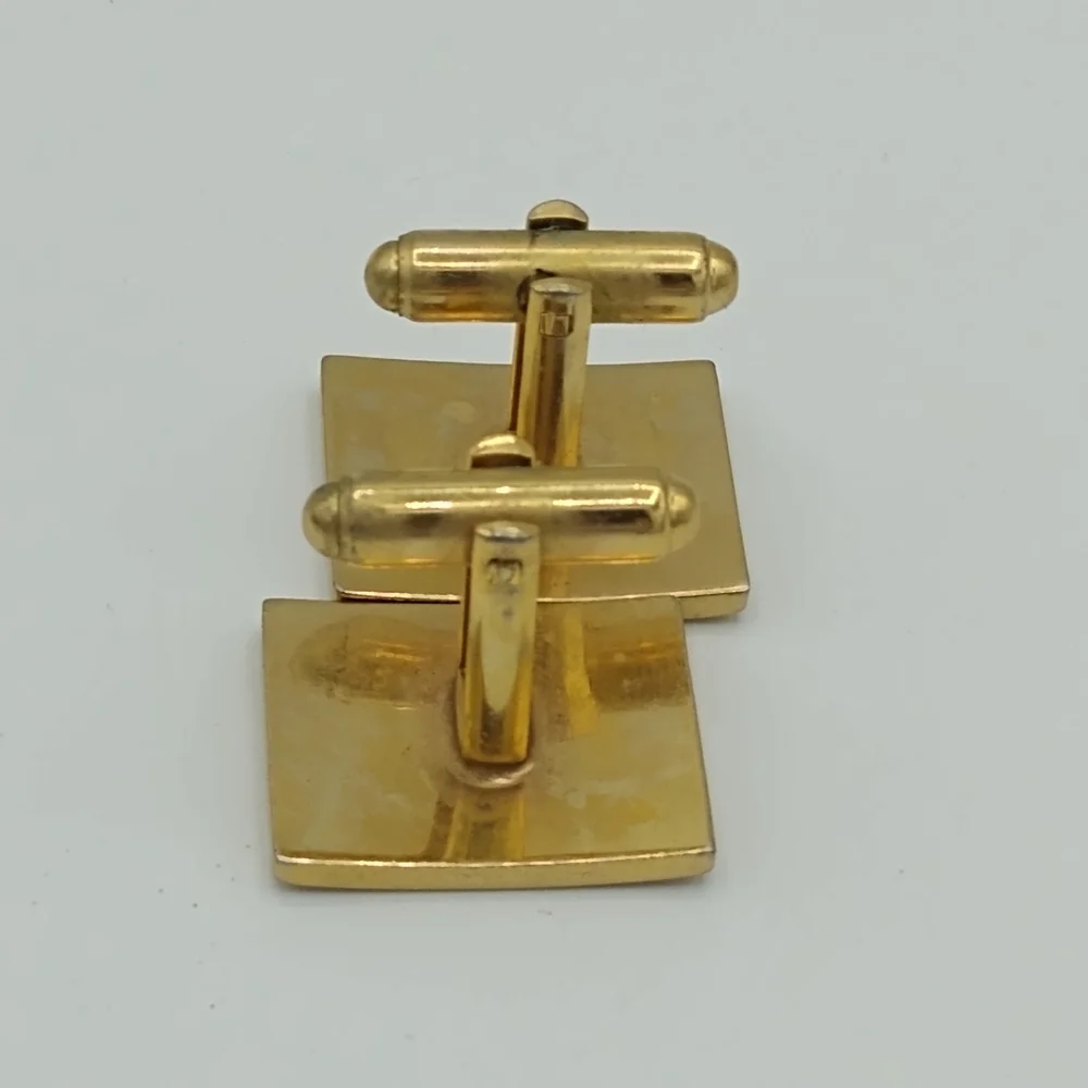 Flex Let Quality Engraved Gold tone Signed Cufflinks Midcentury Vintage